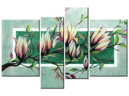 Obraz Słodycz magnolii w zieleni, 4 elementy, 130x85 cm Oobrazy