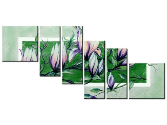 Obraz Słodycz magnolii w zieleni, 6 elementów, 220x100 cm Oobrazy