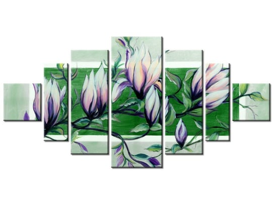 Obraz Słodycz magnolii w zieleni, 7 elementów, 200x100 cm Oobrazy