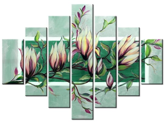 Obraz Słodycz magnolii w zieleni, 7 elementów, 210x150 cm Oobrazy