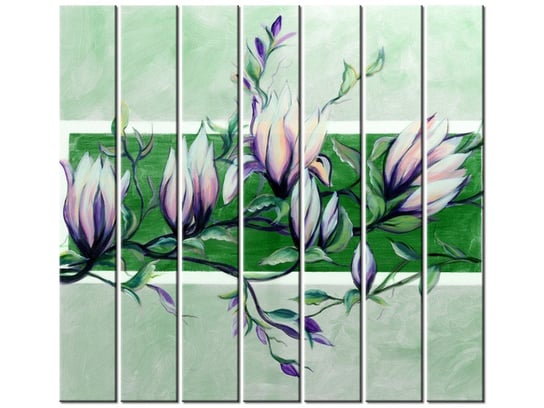 Obraz Słodycz magnolii w zieleni, 7 elementów, 210x195 cm Oobrazy