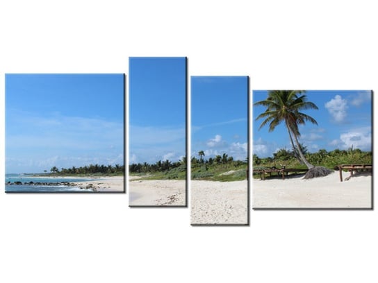 Obraz Słoneczna plaża - Members Hotel Network, 4 elementy, 120x55 cm Oobrazy