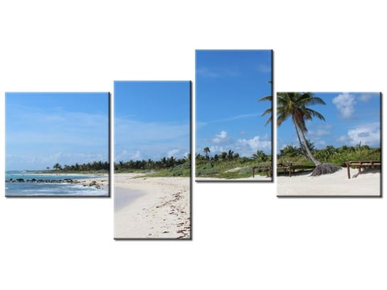 Obraz Słoneczna plaża - Members Hotel Network, 4 elementy, 140x70 cm Oobrazy