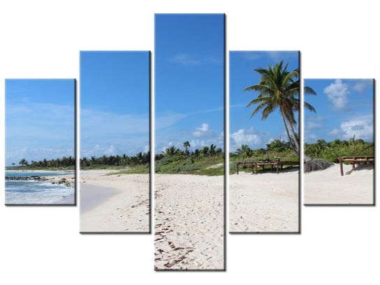 Obraz Słoneczna plaża - Members Hotel Network, 5 elementów, 100x70 cm Oobrazy