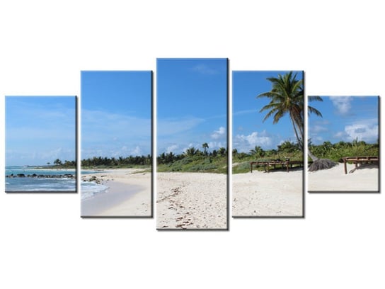 Obraz Słoneczna plaża - Members Hotel Network, 5 elementów, 150x70 cm Oobrazy