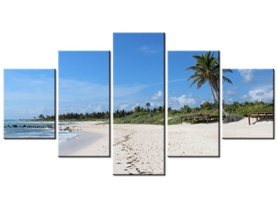 Obraz Słoneczna plaża - Members Hotel Network, 5 elementów, 150x80 cm Oobrazy