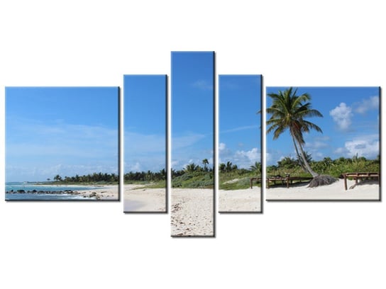 Obraz Słoneczna plaża - Members Hotel Network, 5 elementów, 160x80 cm Oobrazy