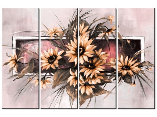 Obraz Słoneczniki w pudrowym rózu, 4 elementy, 120x80 cm Oobrazy