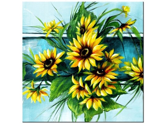 Obraz, Słoneczniki w turkusie, 30x30 cm Oobrazy