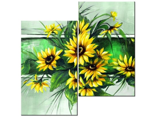 Obraz Słoneczniki w zieleni, 2 elementy, 60x60 cm Oobrazy