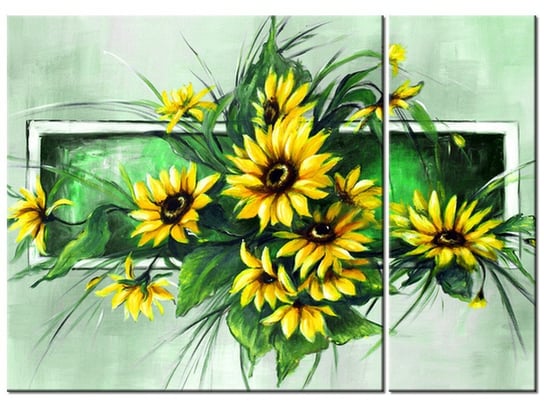 Obraz Słoneczniki w zieleni, 2 elementy, 70x50 cm Oobrazy