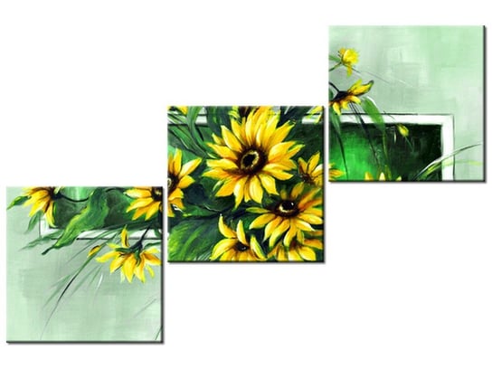 Obraz Słoneczniki w zieleni, 3 elementy, 120x80 cm Oobrazy