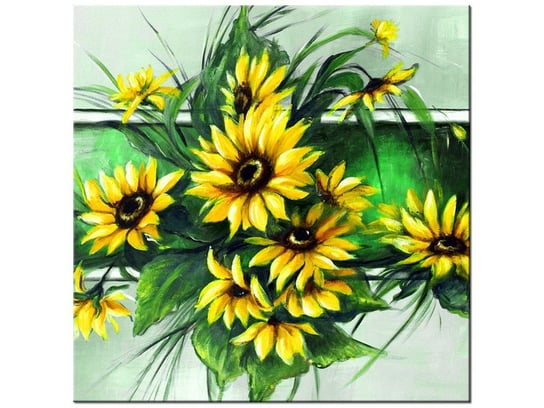 Obraz Słoneczniki w zieleni, 30x30 cm Oobrazy