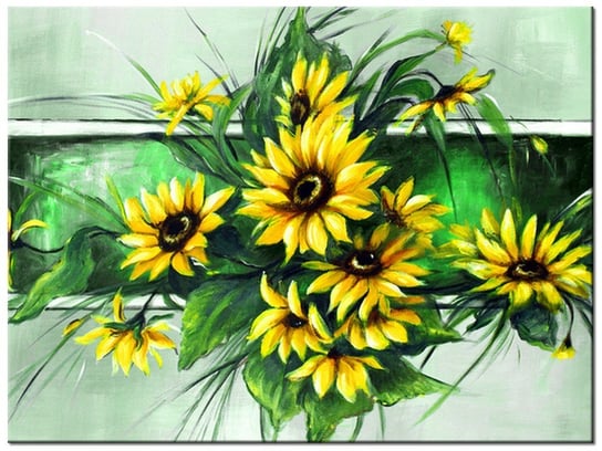 Obraz Słoneczniki w zieleni, 40x30 cm Oobrazy
