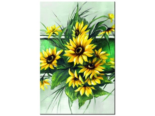 Obraz Słoneczniki w zieleni, 60x90 cm Oobrazy