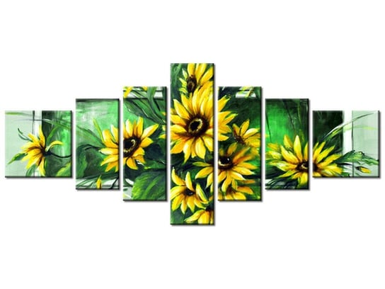 Obraz Słoneczniki w zieleni, 7 elementów, 160x70 cm Oobrazy
