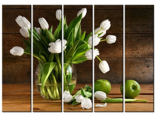Obraz Śnieżnobiałe tulipany, 5 elementów, 225x160 cm Oobrazy