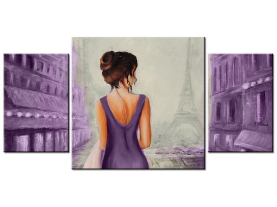 Obraz Spacer w Paryżu w fiolecie, 3 elementy, 80x40 cm Oobrazy