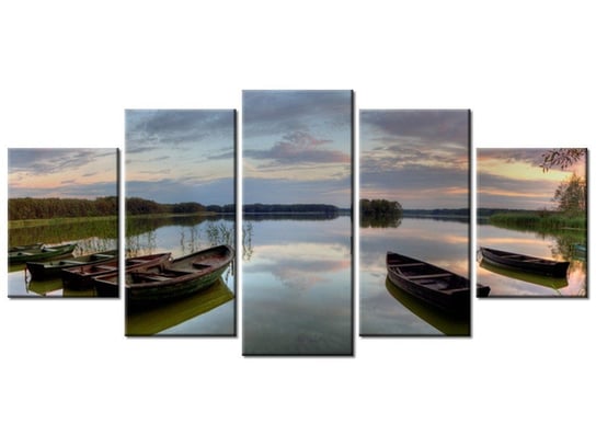 Obraz Spokojne Jezioro Wolsztyńskie, 5 elementów, 150x70 cm Oobrazy