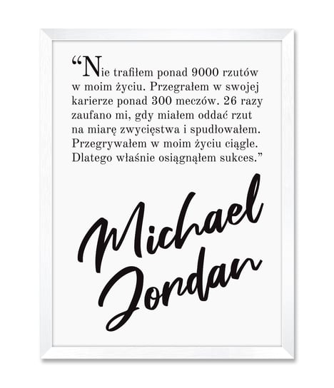 Obraz sportowy motywujący do sukcesu z cytatem Michael Jordan 32x42 cm iWALL studio