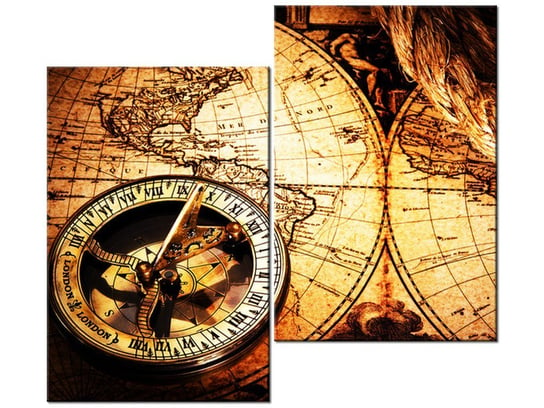 Obraz Stara mapa świata, 2 elementy, 80x70 cm Oobrazy