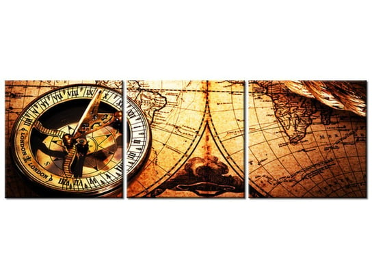 Obraz Stara mapa świata, 3 elementy, 120x40 cm Oobrazy