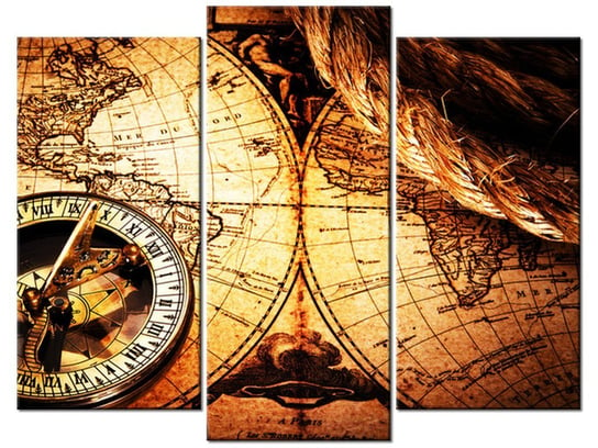 Obraz, Stara mapa świata, 3 elementy, 90x70 cm Oobrazy