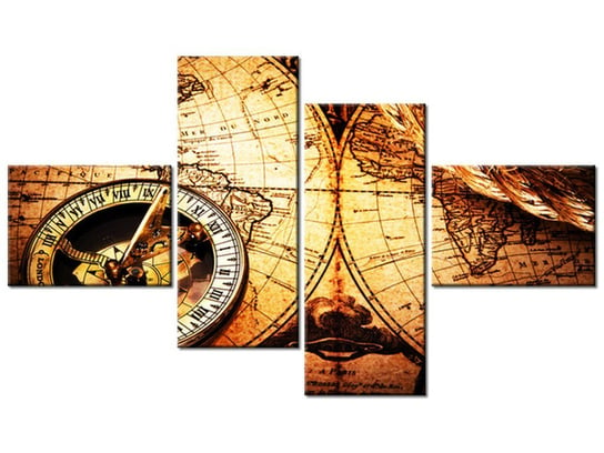 Obraz Stara mapa świata, 4 elementy, 140x80 cm Oobrazy