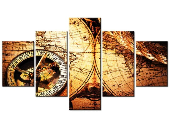 Obraz Stara mapa świata, 5 elementów, 125x70 cm Oobrazy