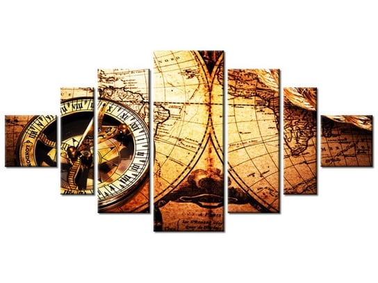 Obraz, Stara mapa świata, 7 elementów, 200x100 cm Oobrazy