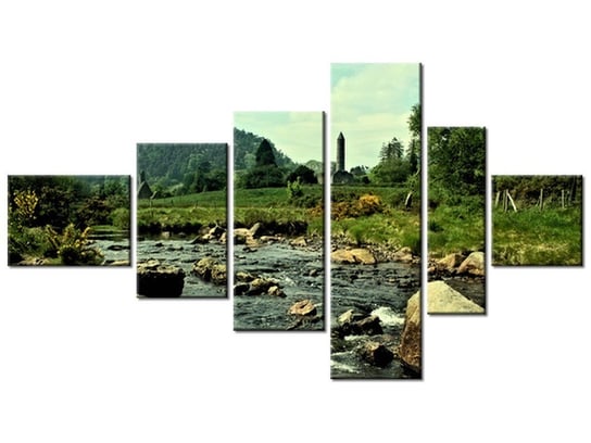 Obraz Strumień w dolinie Glendalough, 6 elementów, 180x100 cm Oobrazy