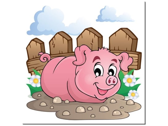 Obraz, Świnka w błotku, 30x30 cm Oobrazy