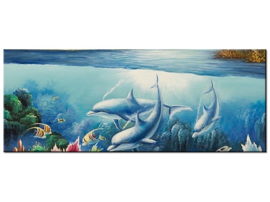 Obraz Sympatyczne delfiny, 100x40 cm Oobrazy