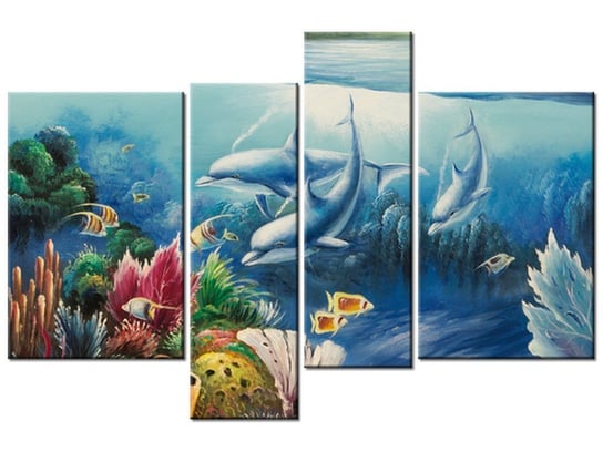 Obraz Sympatyczne delfiny, 4 elementy, 130x85 cm Oobrazy