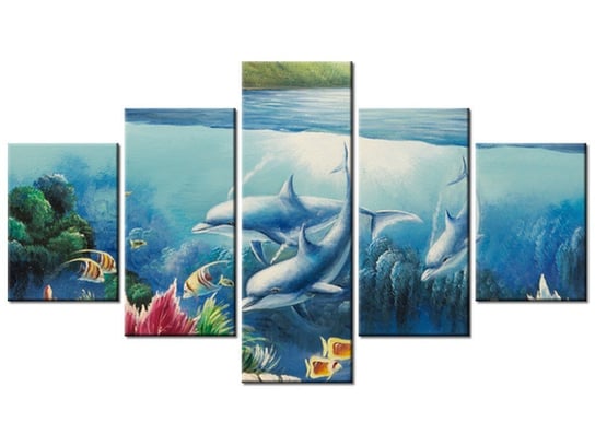Obraz Sympatyczne delfiny, 5 elementów, 125x70 cm Oobrazy