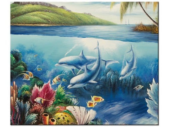 Obraz Sympatyczne delfiny, 60x50 cm Oobrazy