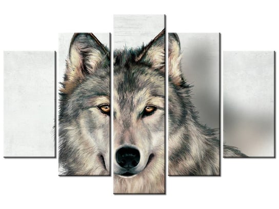 Obraz Szary wilk, 5 elementów, 150x100 cm Oobrazy