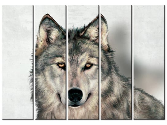 Obraz Szary wilk, 5 elementów, 225x160 cm Oobrazy