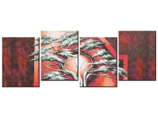 Obraz Szkarłatne drzewo, 4 elementy, 120x45 cm Oobrazy