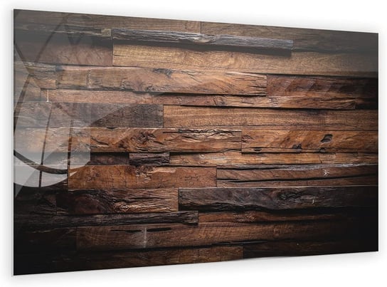 Obraz szklany CIEMNE DREWNO MAHOŃ 60x40cm ozdobna szklana tablica magnetyczna Allboards
