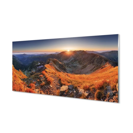 Obraz szklany TULUP Góry zachód słońca, 100x50 cm Tulup