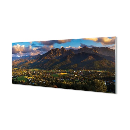 Obraz szklany TULUP Góry zachód słońca, 125x50 cm Tulup