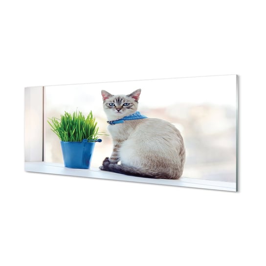 Obraz szklany TULUP grafika Siedzący kot, 125x50 cm Tulup
