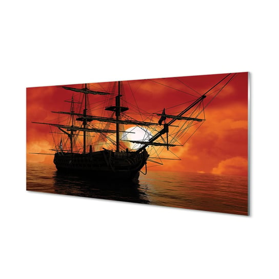 Obraz szklany TULUP grafika Statek morze, 100x50 cm Tulup