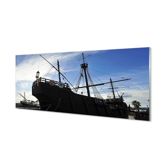 Obraz szklany TULUP grafika Statek niebo, 125x50 cm Tulup