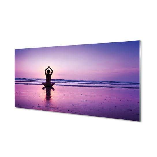 Obraz szklany TULUP Kobieta morze joga, 100x50 cm Tulup