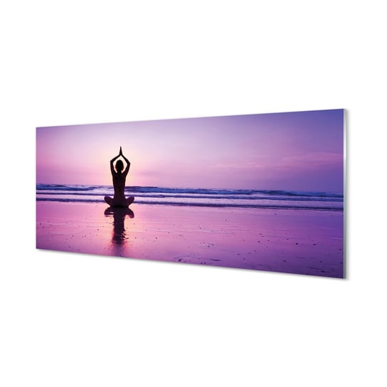 Obraz szklany TULUP Kobieta morze joga, 125x50 cm Tulup