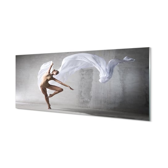 Obraz szklany TULUP Kobieta taniec biały materiał, 125x50 cm Tulup