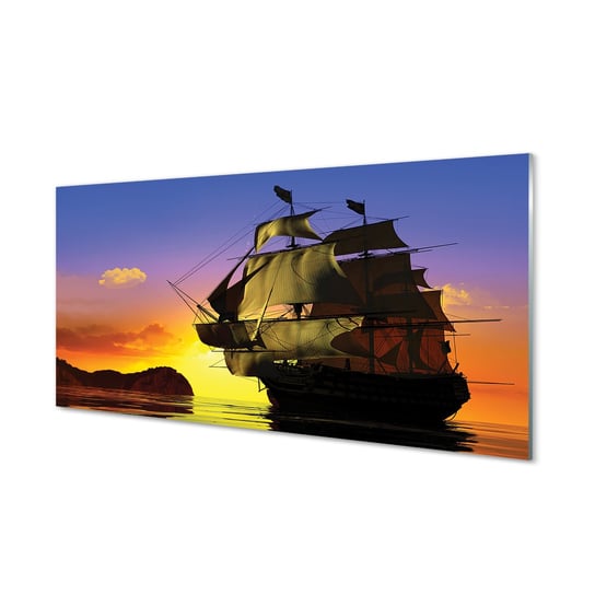 Obraz szklany TULUP Niebo statek morze, 100x50 cm Tulup