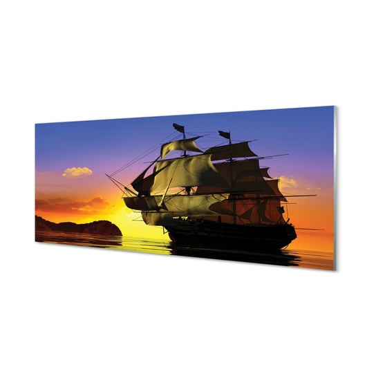 Obraz szklany TULUP Niebo statek morze, 125x50 cm Tulup